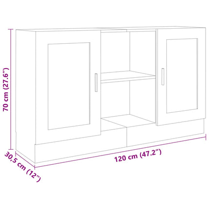 Credenza Bianco Lucido 120x30,5x70 cm in Legno Multistrato