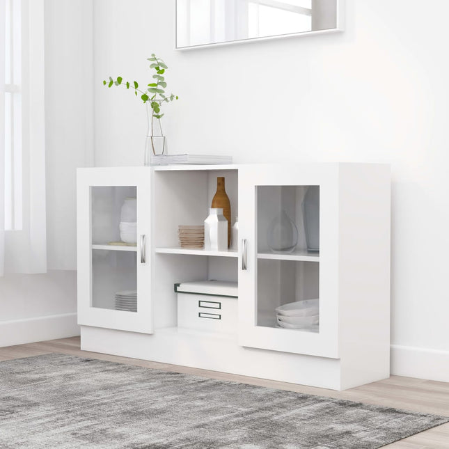 Armadietto con Vetrina Bianco 120x30,5x70 cm Legno Multistrato