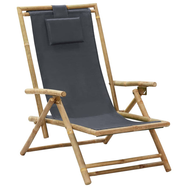 Sedia Relax reclinabile Grigio Scuro in BambÃƒÂ¹ e Tessuto