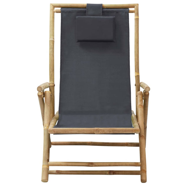 Sedia Relax reclinabile Grigio Scuro in BambÃƒÂ¹ e Tessuto