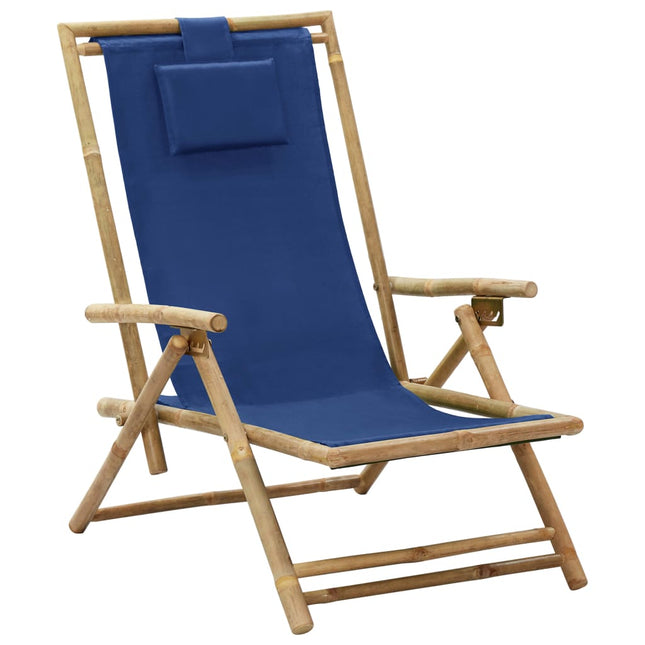 Sedia Relax reclinabile Blu Marino in BambÃ¹ e Tessuto