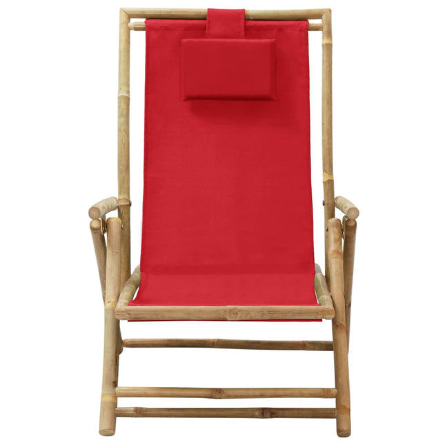 Sedia Relax Reclinabile Rossa in BambÃ¹ e Tessuto