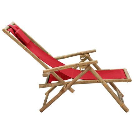 Sedia Relax Reclinabile Rossa in BambÃ¹ e Tessuto