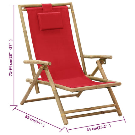 Sedia Relax Reclinabile Rossa in BambÃ¹ e Tessuto