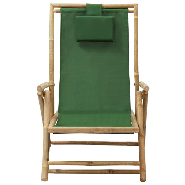 Sedia Relax Reclinabile Verde in BambÃƒÂ¹ e Tessuto