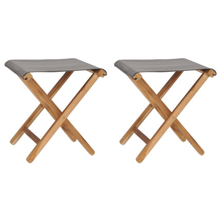 Sedie Pieghevoli 2 pz in Legno di Teak e Tessuto Grigio Scuro