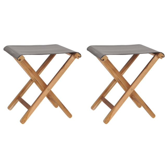 Sedie Pieghevoli 2 pz in Legno di Teak e Tessuto Grigio Scuro