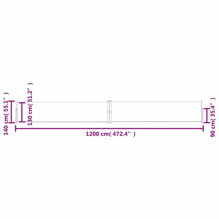 Tenda Laterale Retrattile per Patio 140x1200 cm Crema