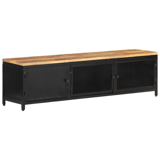 Mobile Porta TV 130x30x37 cm in Legno Massello di Mango Grezzo