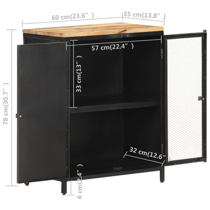 Credenza 60x35x78 cm in Legno Massello di Mango Grezzo