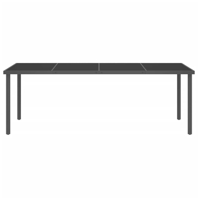 Tavolo da Pranzo Esterni Antracite 220x90x75 cm Acciaio e Vetro