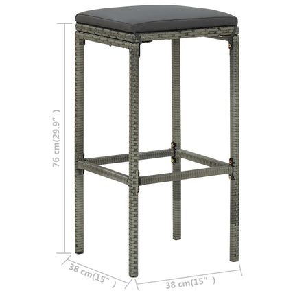 Sgabelli da Bar con Cuscini 6 pz Grigi in Polyrattan