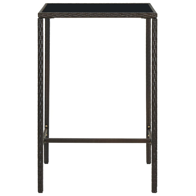 Tavolo da Bar da Giardino Marrone 70x70x110 cm Polyrattan Vetro