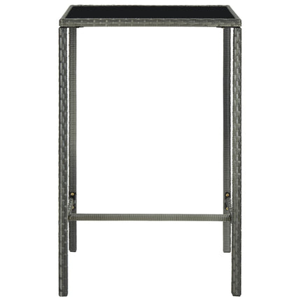 Tavolo da Bar da Giardino Grigio 70x70x110 cm Polyrattan Vetro