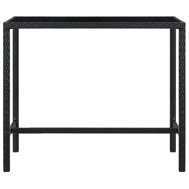 Tavolo da Bar per Esterni Nero 130x60x110 cm Polyrattan e Vetro