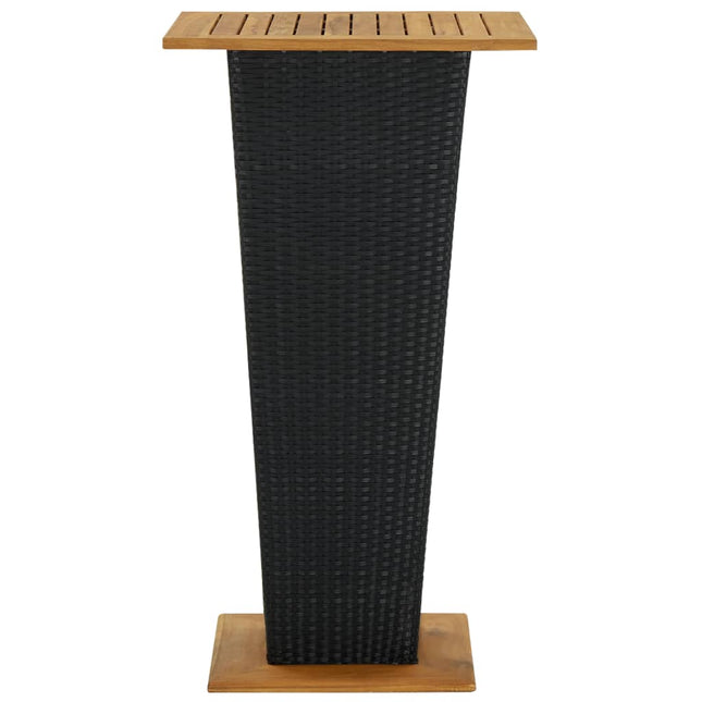 Tavolino da TÃ¨ Nero 60x60x110 cm Polyrattan e Massello Acacia