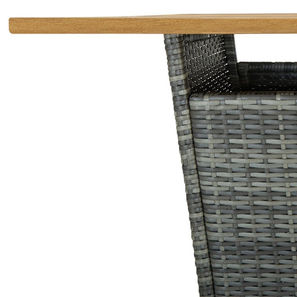 Tavolino da TÃƒÂ¨ Grigio 80x80x110 cm Polyrattan e Massello Acacia