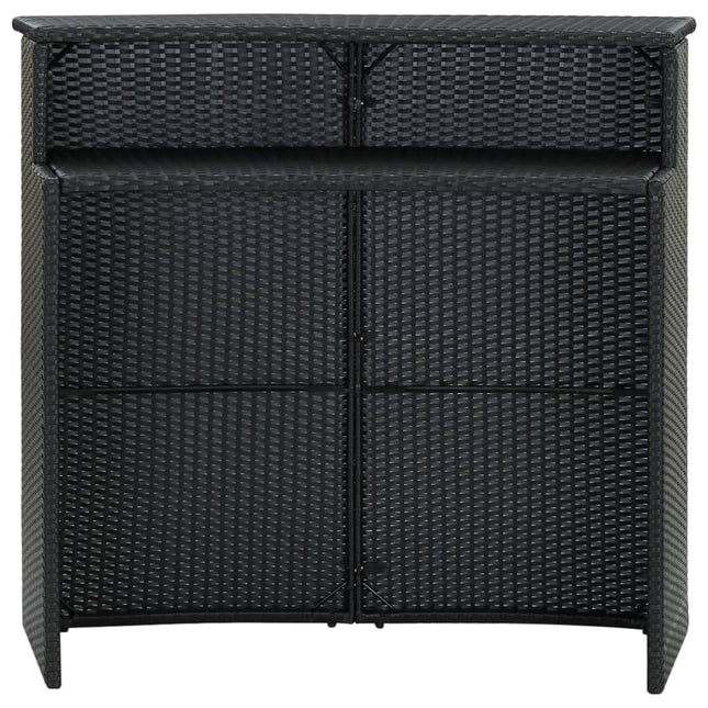 Tavolo da Bar per Esterni Nero 120x55x110 cm in Polyrattan