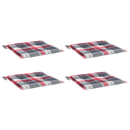 Cuscini per Sedia 4 pz a Quadri Rossi 50x50x3 cm Tessuto Oxford