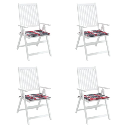 Cuscini per Sedia 4 pz a Quadri Rossi 50x50x3 cm Tessuto Oxford