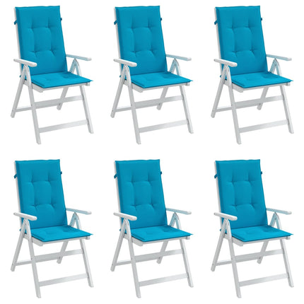 Cuscini per Sedie 6 pz Blu 120x50x3 cm in Tessuto