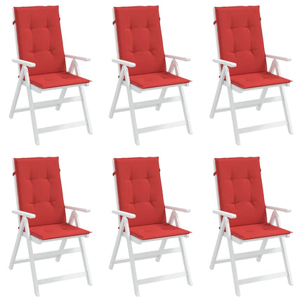 Cuscini per Sedie 6 pz Rossi 120x50x3 cm in Tessuto
