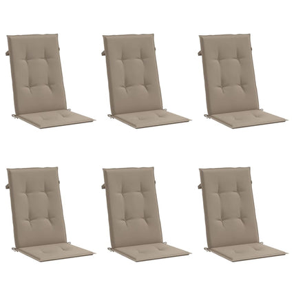 Cuscini per Sedie Alte 6 pz Tortora 120x50x3 cm in Tessuto