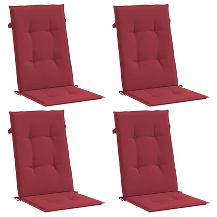 Cuscini per Sedie 4 pz Rosso Vino 120x50x3 cm in Tessuto