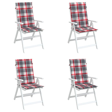 Cuscini per Sedie 4 pz Rossi a Quadri 120x50x3 cm in Tessuto