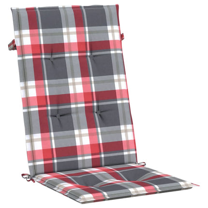 Cuscini per Sedie 4 pz Rossi a Quadri 120x50x3 cm in Tessuto