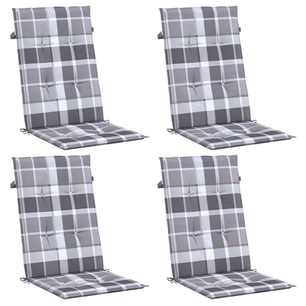 Cuscini per Sedie 4 pz Grigi a Quadri 120x50x3 cm in Tessuto