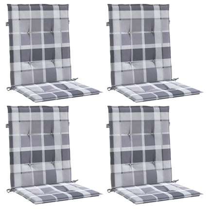 Cuscini per Sedia 4 pz a Quadri Grigi 100x50x3cm Tessuto Oxford