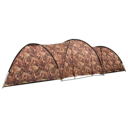 Tenda Igloo da Campeggio 650x240x190 cm per 8 Persone Mimetica