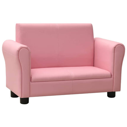 Divano per Bambini con Sgabello Rosa Similpelle