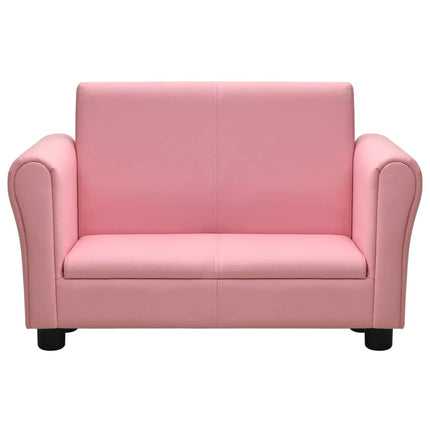 Divano per Bambini con Sgabello Rosa Similpelle