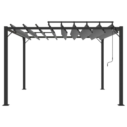 Gazebo con Tetto a Lamelle 3x3 m in Tessuto Antracite/Alluminio