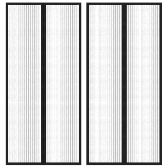 Tende Antimosche 2 pz per Porte con Magneti Nere 210x90 cm