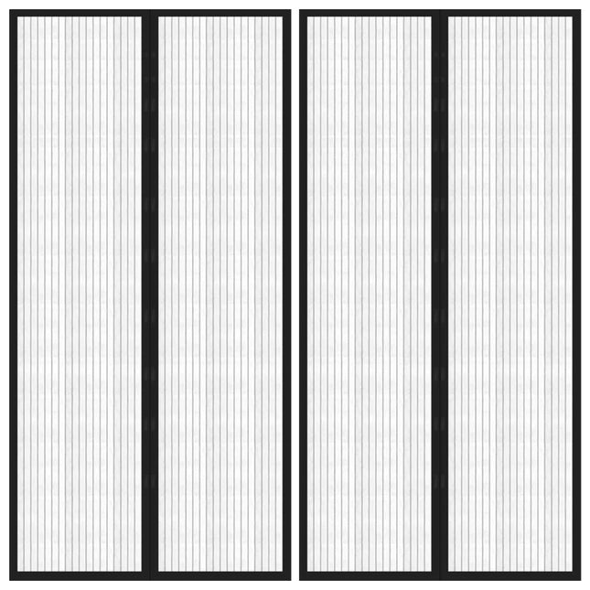 Tende Antimosche 2 pz per Porte con Magneti Nere 220x100 cm