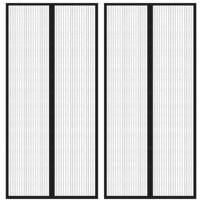 Tende Antimosche 2 pz per Porte con Magneti Nere 220x110 cm