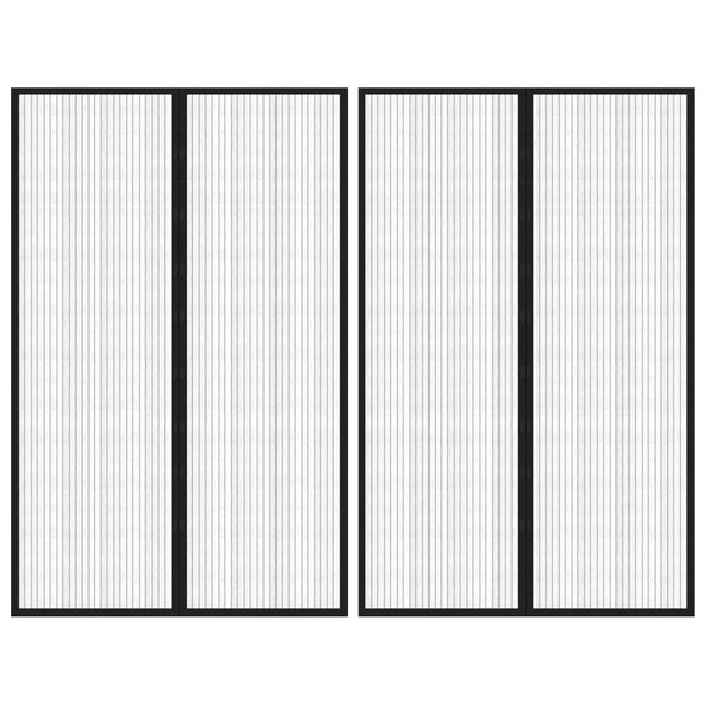 Tende Antimosche 2 pz per Porte con Magneti Nere 220x130 cm
