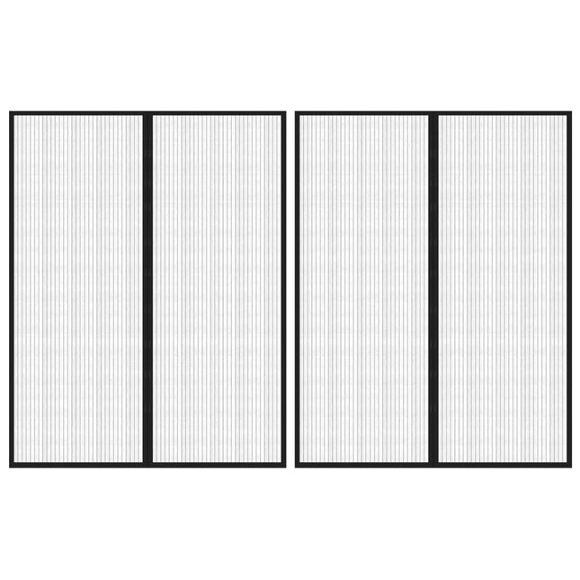 Tende Antimosche 2 pz per Porte con Magneti Nere 230x160 cm