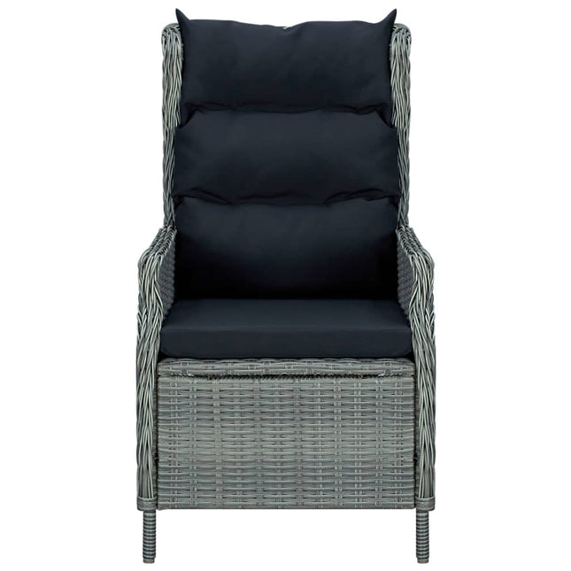 Sedia Giardino Reclinabile Cuscini in Polyrattan Grigio Chiaro