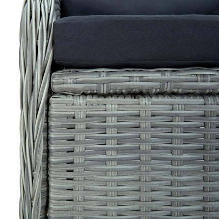 Sedia Giardino Reclinabile Cuscini in Polyrattan Grigio Chiaro
