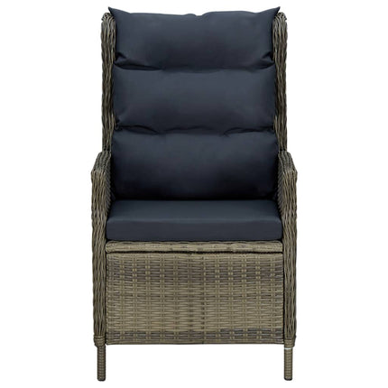 Sedia da Giardino Reclinabile con Pouf Polyrattan Marrone
