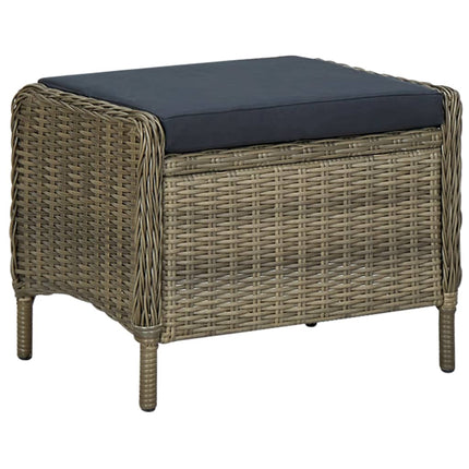 Sedia da Giardino Reclinabile con Pouf Polyrattan Marrone