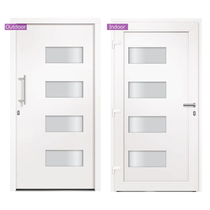 Porta d'Ingresso in Alluminio e PVC Bianco 100x210 cm