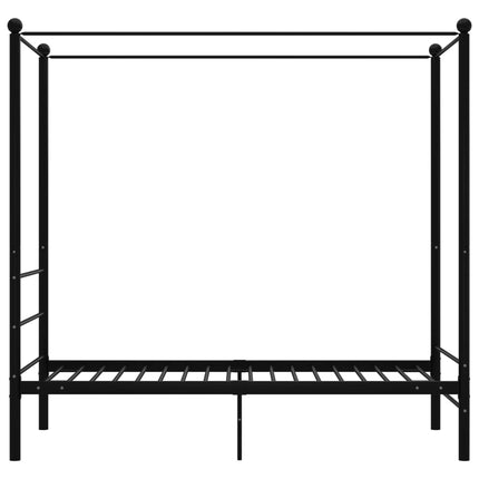 Letto a Baldacchino Nero in Metallo 90x200 cm
