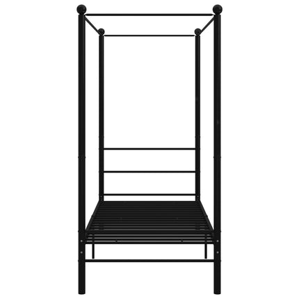 Letto a Baldacchino Nero in Metallo 90x200 cm