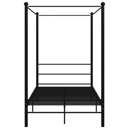 Letto a Baldacchino Nero in Metallo 120x200 cm