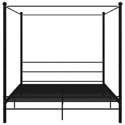 Letto a Baldacchino Nero in Metallo 180x200 cm